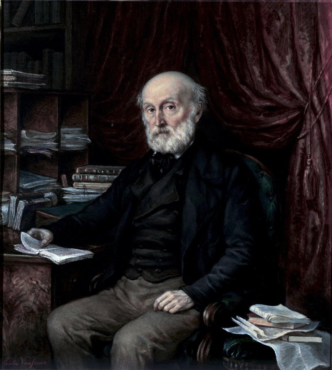 Retrato de Jean Pierre Vieusseux (1779-1863), amante de la cultura y empresario, fundador del Gabinete de Lectura Florentino, pintura anónima del siglo XIX de Unknown artist
