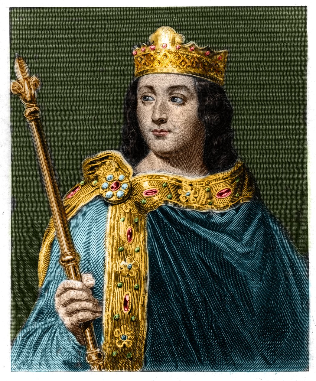 Retrato de Luis V el Holgazán (967 - 987), Rey de Francia - en 