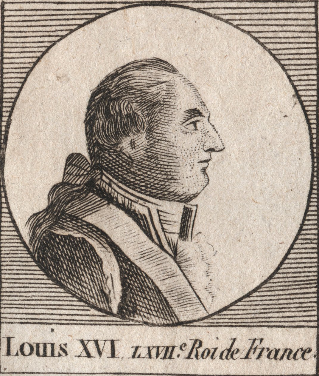 Retrato de Luis XVI (1754-1793), Rey de Francia de 1774 a 1791, luego Rey de los Franceses de 1791 a 1792 - grabado de “Instruction sur l