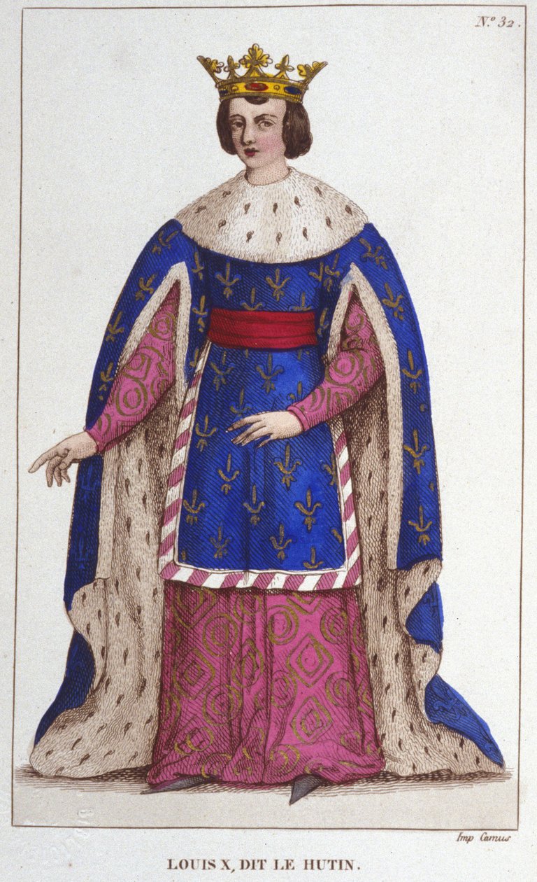 Retrato de Luis X el Obstinado (1289 - 1316), Rey de Francia grabado de 1830 de Unknown artist