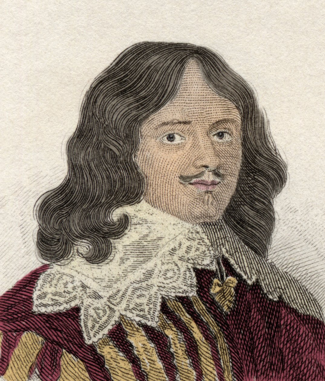 Retrato de Lucius Cary, 2do Vizconde de Falkland, político, militar y escritor inglés. Grabado del siglo XIX de Unknown artist