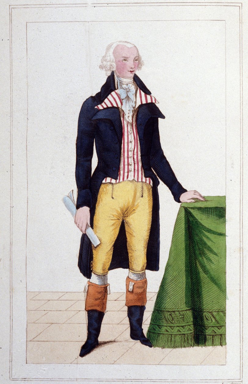 Retrato de Maximilien Robespierre (1758 - 1794). Grabado de 1830 de Unknown artist