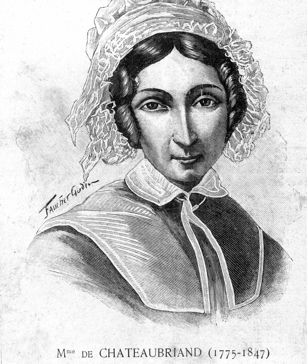 Retrato de Mme de Chateaubriand (1775 - 1847) - en “Los Contemporáneos”, n.d. finales del siglo XIX. de Unknown artist