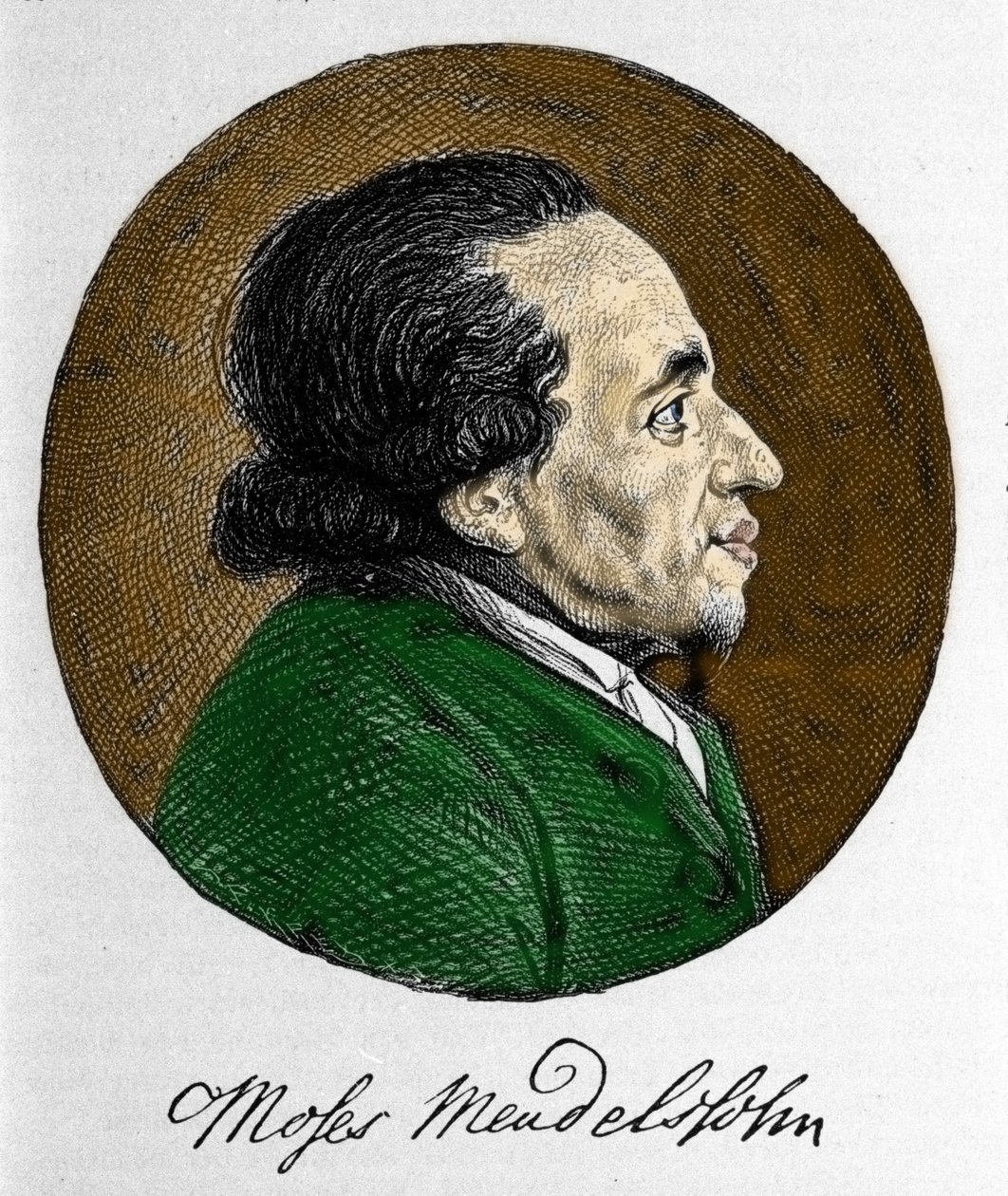Retrato de Moses Mendelssohn (1729 - 1786), filósofo y verdadero fundador del judaísmo moderno. Abuelo del músico Felix Mendelssohn de Unknown artist