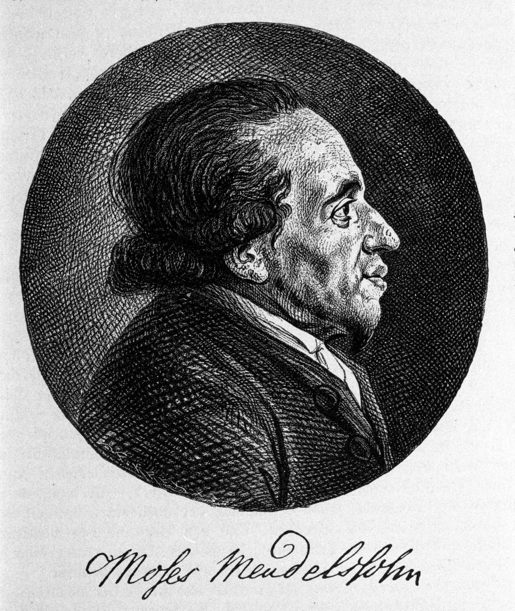 Retrato de Moses (Moisés) Mendelssohn (1729 - 1786), filósofo y verdadero fundador del judaísmo moderno. Abuelo del músico Felix Mendelssohn de Unknown artist