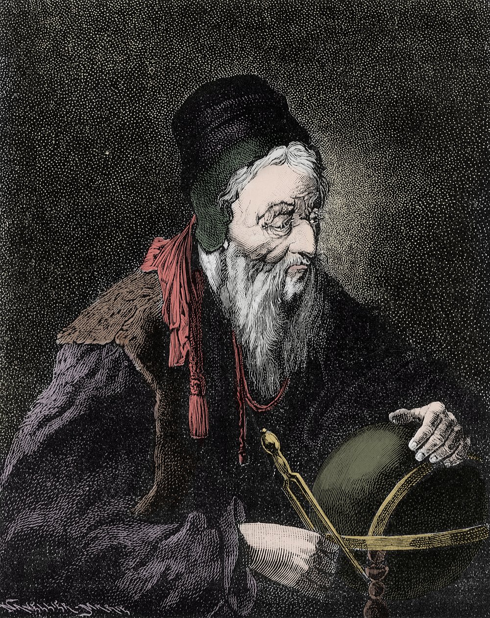 Retrato de Nostradamus, Michel de Notre Dame (1503-1566) astrólogo y médico francés - Grabado del siglo XIX de Unknown artist