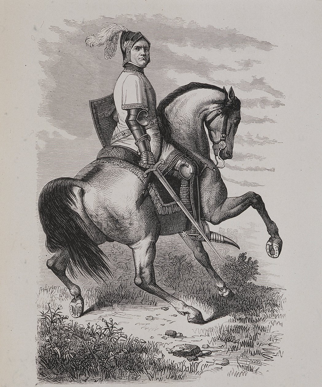 Retrato de Olivier V de Clisson (1336-1407) (El Carnicero) a caballo, basado en una pintura del Museo de Versalles de Unknown artist