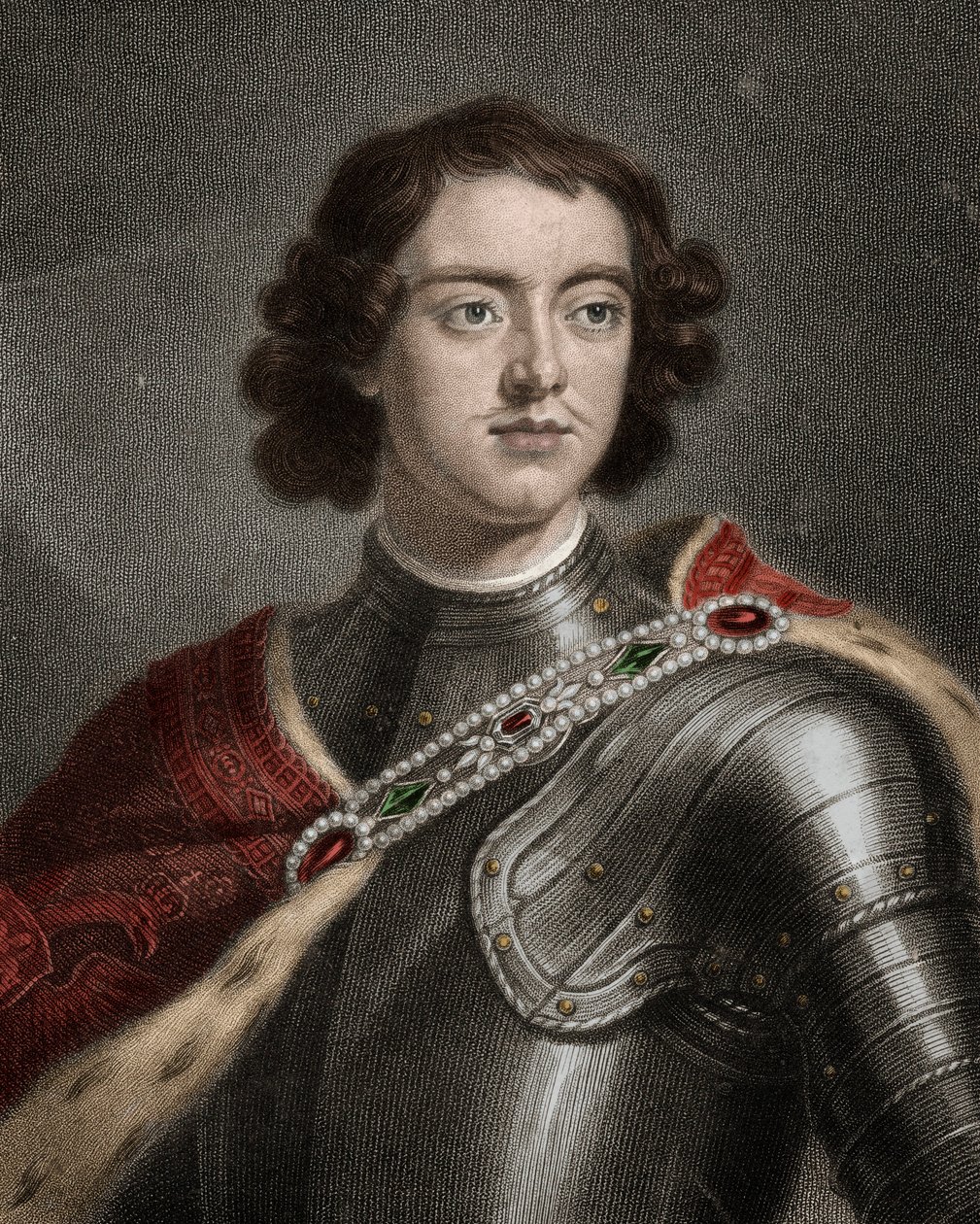 Retrato de Pedro I El Grande (1672-1725) zar de Rusia - Pedro el Grande o Pedro I 1672-1725 - grabado - siglo XIX de Unknown artist