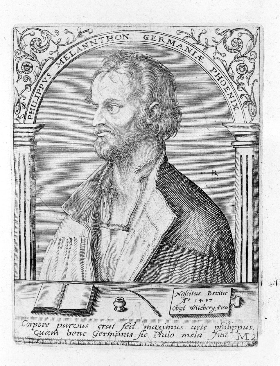 Retrato de Philipp Melanchton (1497 - 1560), reformador religioso alemán. Grabado de Unknown artist