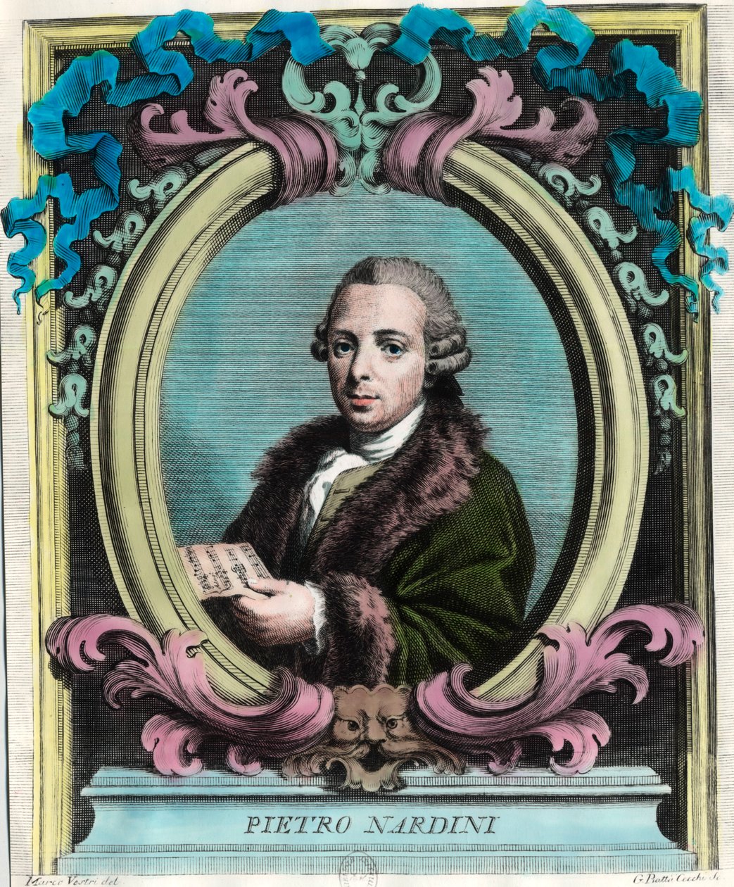 Retrato de Pietro Nardini (1722 - 1793), violinista y compositor italiano. Grabado del siglo XVIII. Colección privada. de Unknown artist