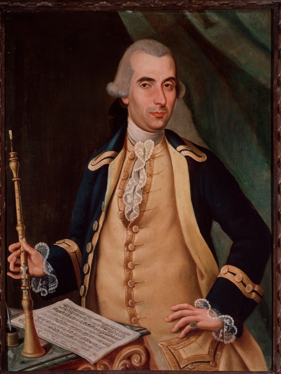 Retrato de Sante Aguilar (c. 1734-1808) oboísta italiano. Pintura anónima. Siglo XVIII. Bolonia, Civico museo Bibliografico de Unknown artist