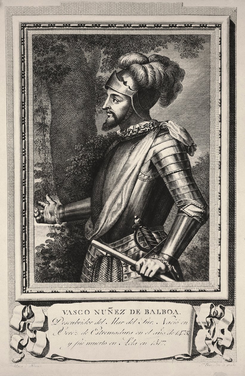 Retrato de Vasco Núñez de Balboa (grabado) de Unknown artist