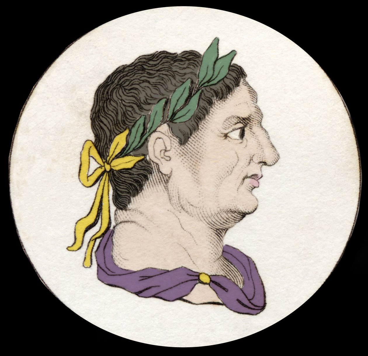 Retrato de Vitelio (15-69), emperador romano. Grabado del siglo XIX de Unknown artist