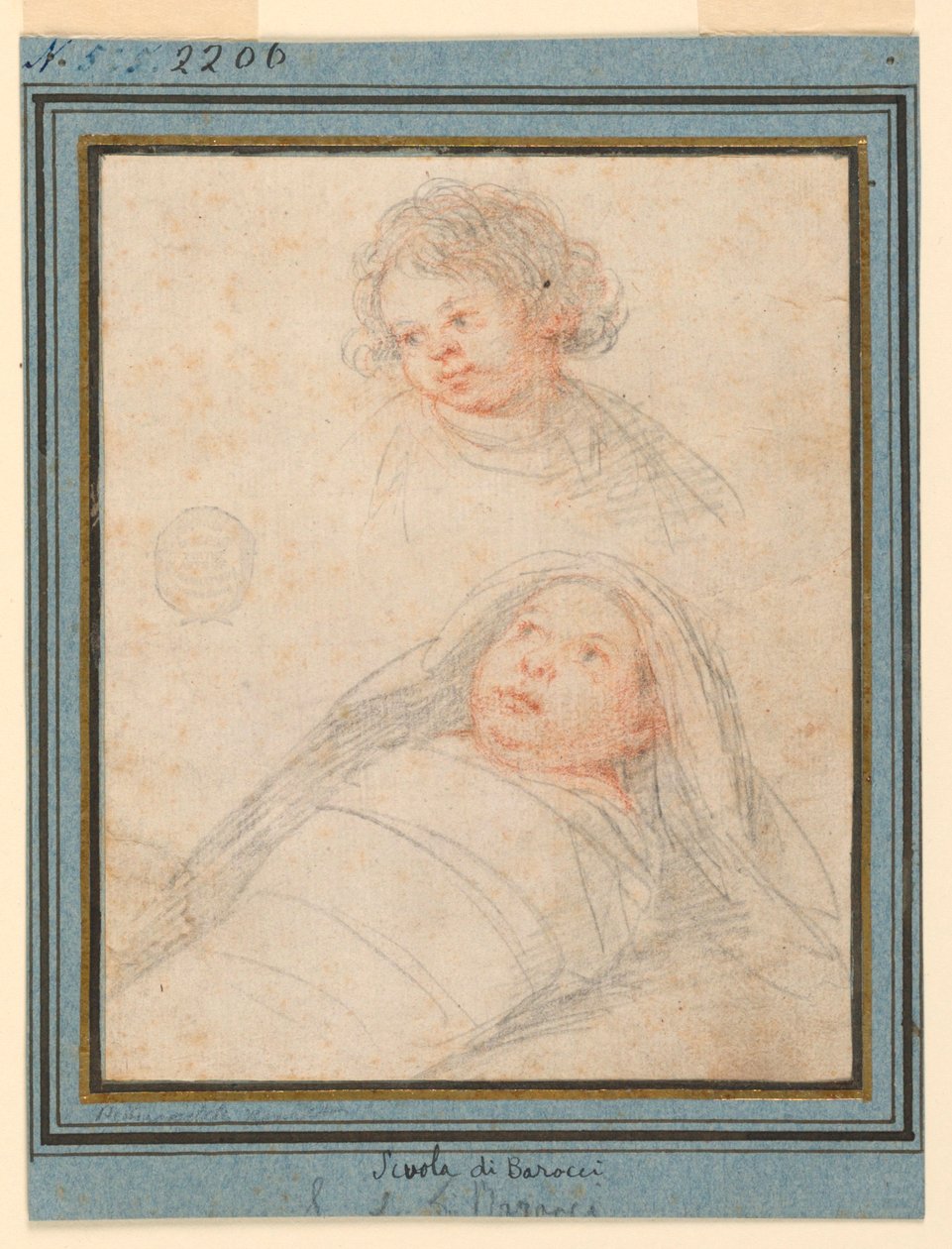 Retrato de un niño y un bebé envuelto de Unknown artist