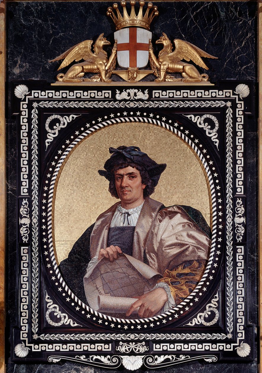 Retrato del navegante italiano Cristóbal Colón (1451-1506) Mosaico de Unknown artist