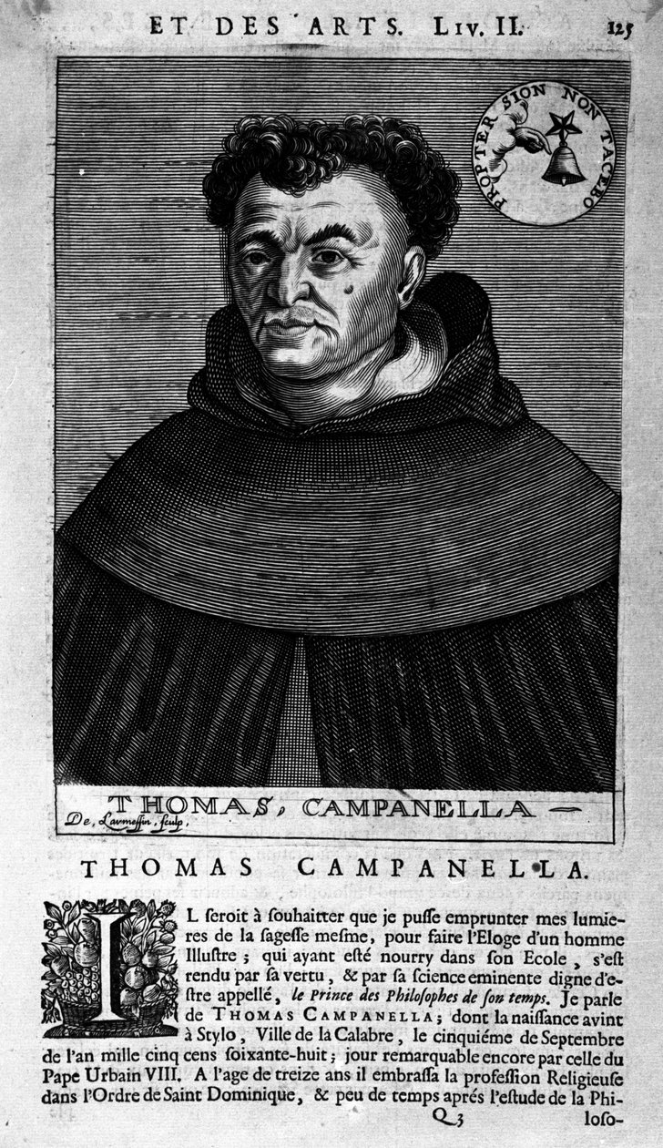 Retrato del filósofo italiano Tommaso Campanella (1568-1639). Hoja de origen desconocido del siglo XVII de Unknown artist