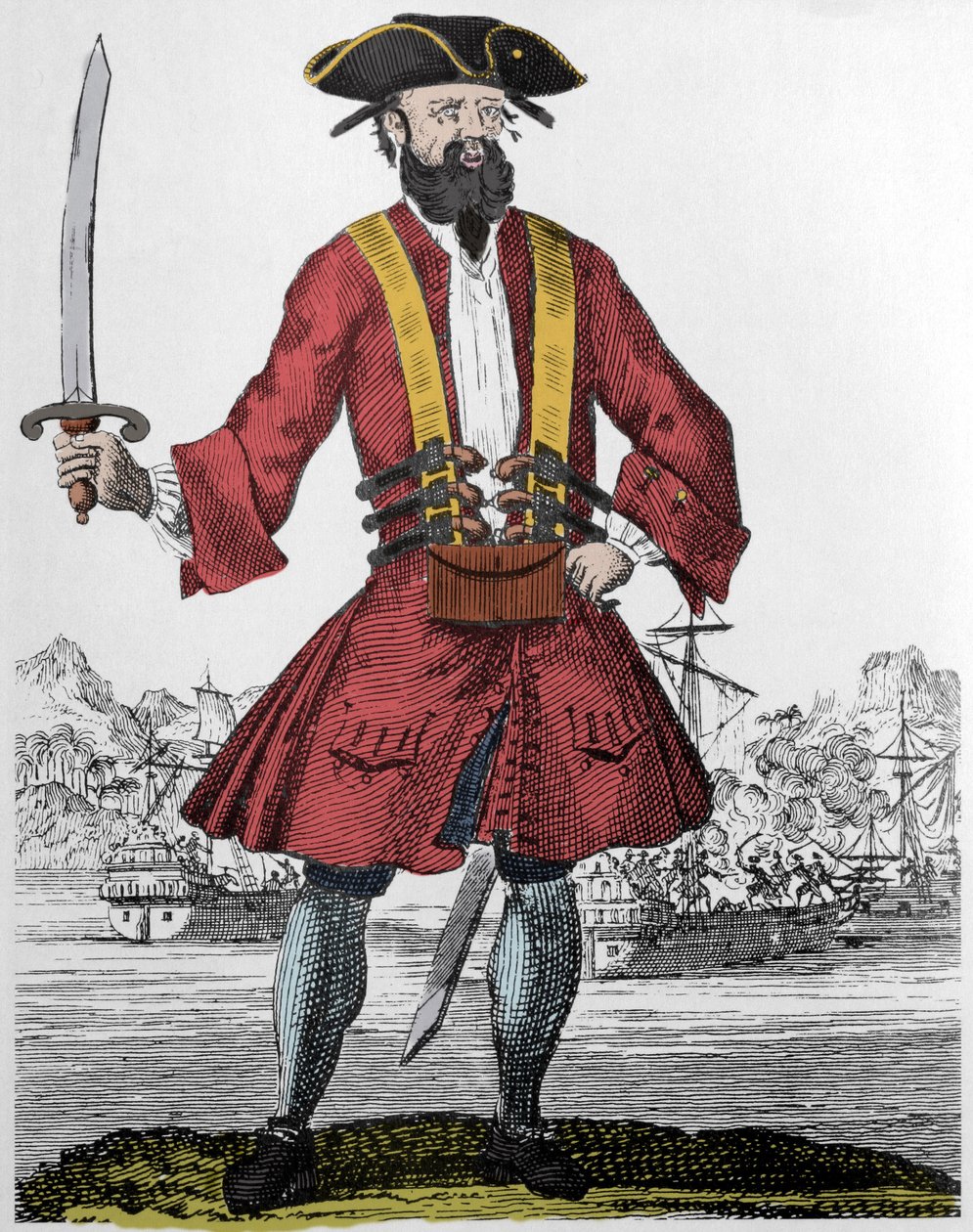 Retrato del pirata Edward Teach, conocido como Barbanegra de Unknown artist