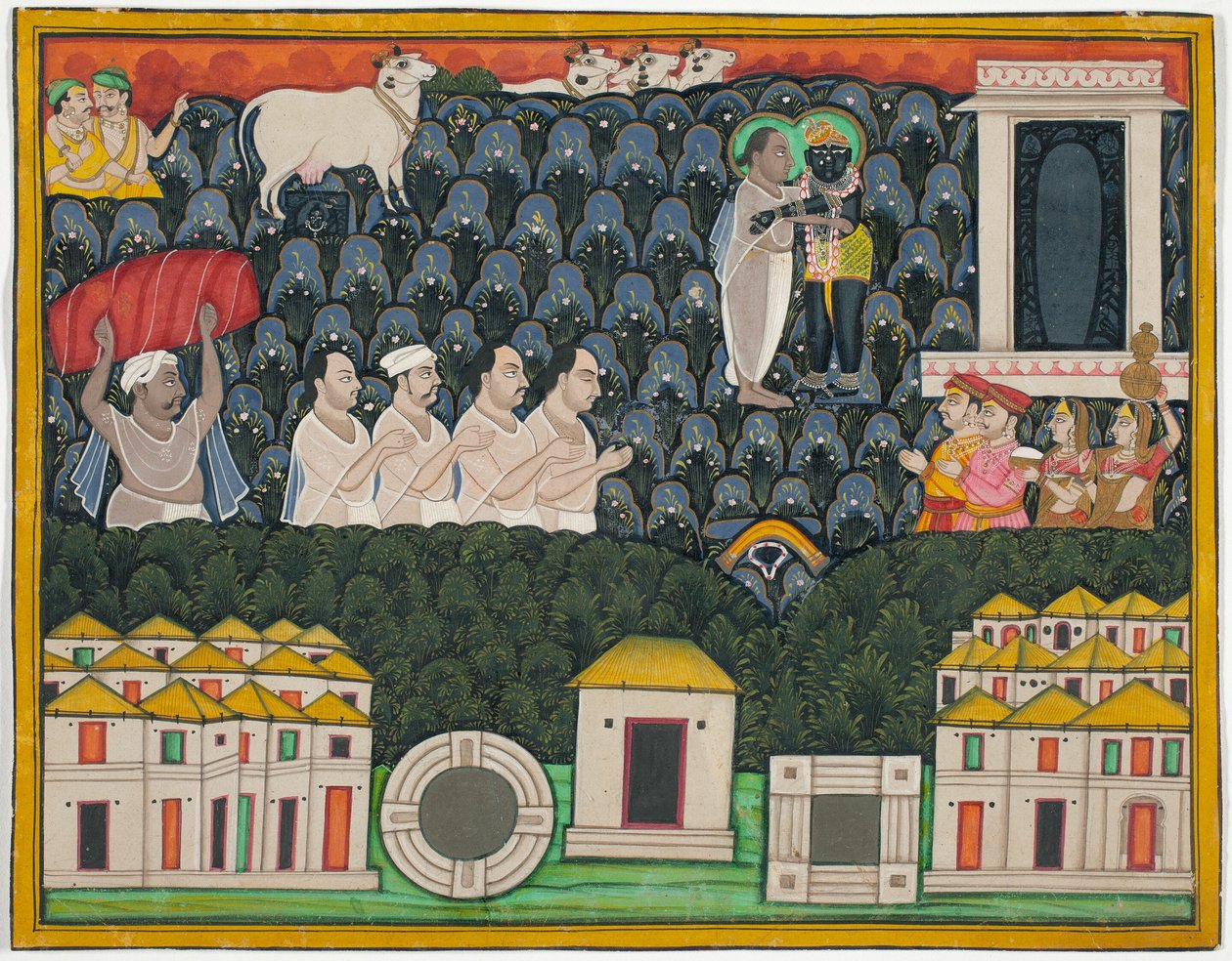 Pratham Milan, Shrinathji se revela a Vallabhacharya en el monte Govardhan de Unknown artist