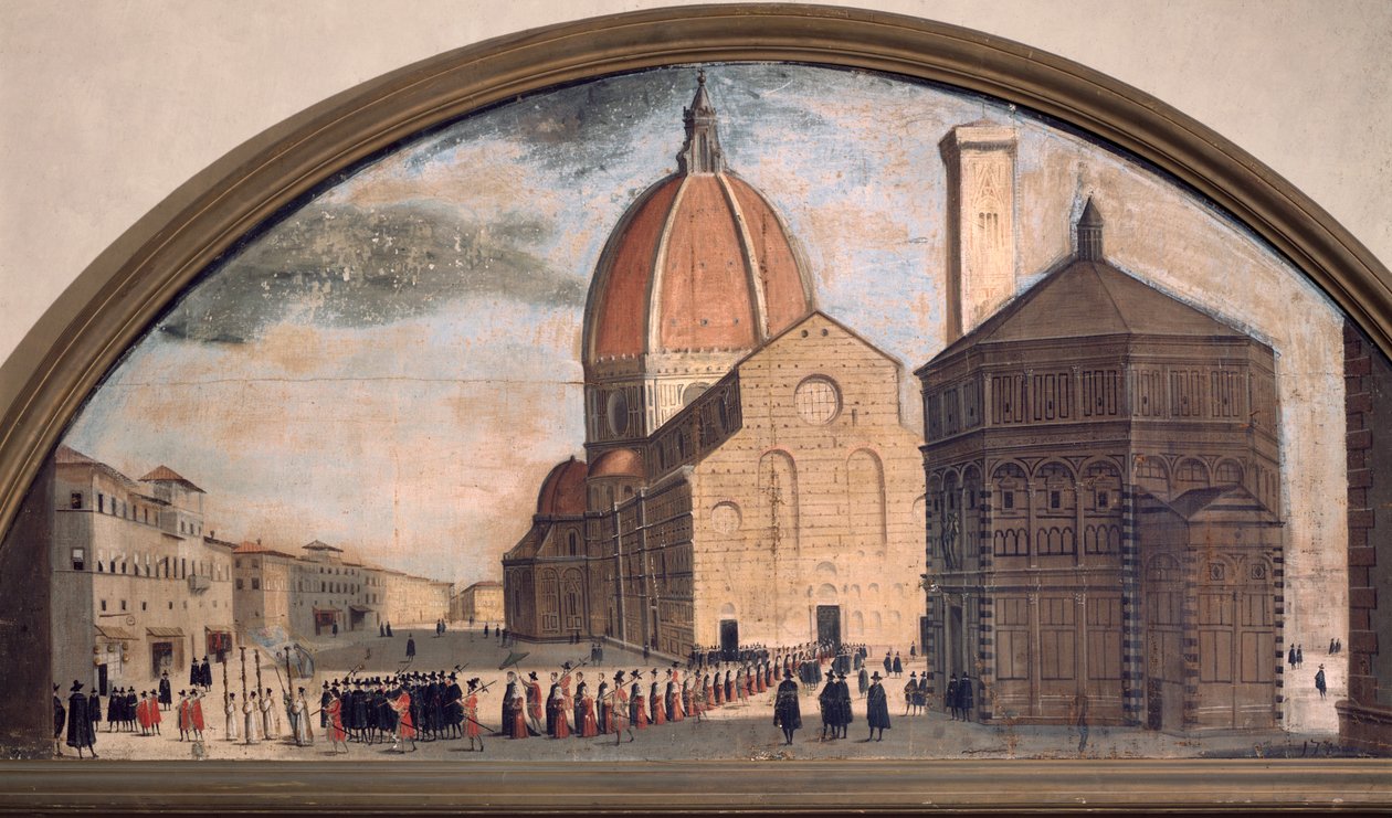 Procesión en la plaza de la catedral de Santa María del Fiore, Florencia de Unknown artist