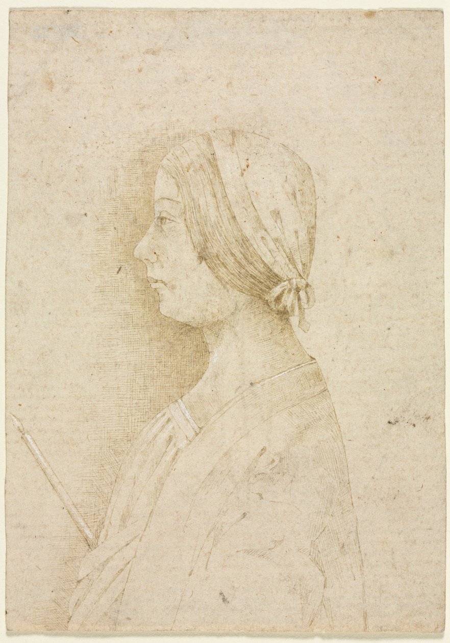 Perfil de una Chica Sosteniendo una Vela de Unknown artist