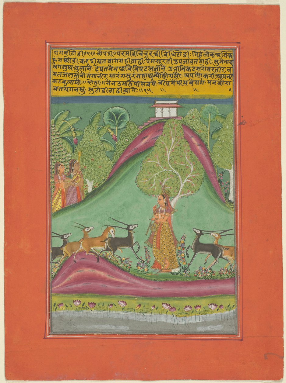Ragini Todi, Página de un conjunto de Ragamala de Jaipur de Unknown artist