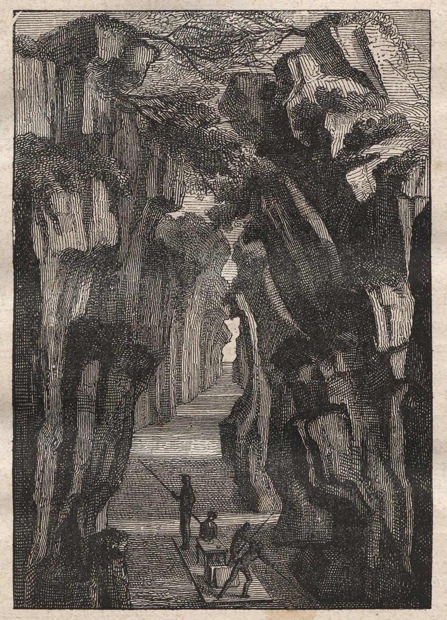 Reconocimiento del Amazonas (1743-1744) por Charles Marie de La Condamine (1701-1774): Pongo de Manseriche (Perú), desfiladero del río Marañón que se une al río Ucayali para formar el río Amazonas - ilustración tomada de “Los Grandes Navegantes del siglo X de Unknown artist