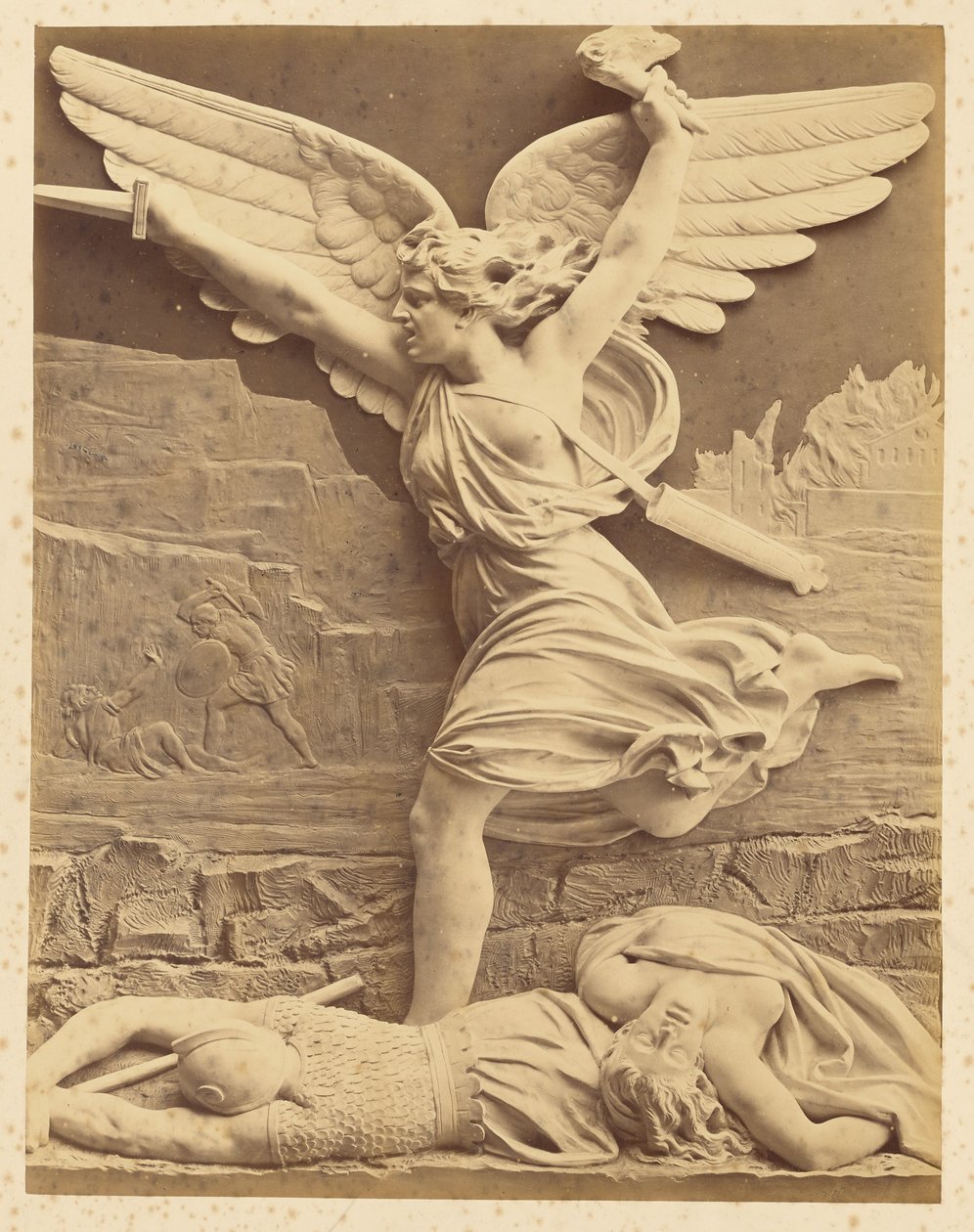 [Escultura en relieve de figura alada con daggar] de Unknown artist