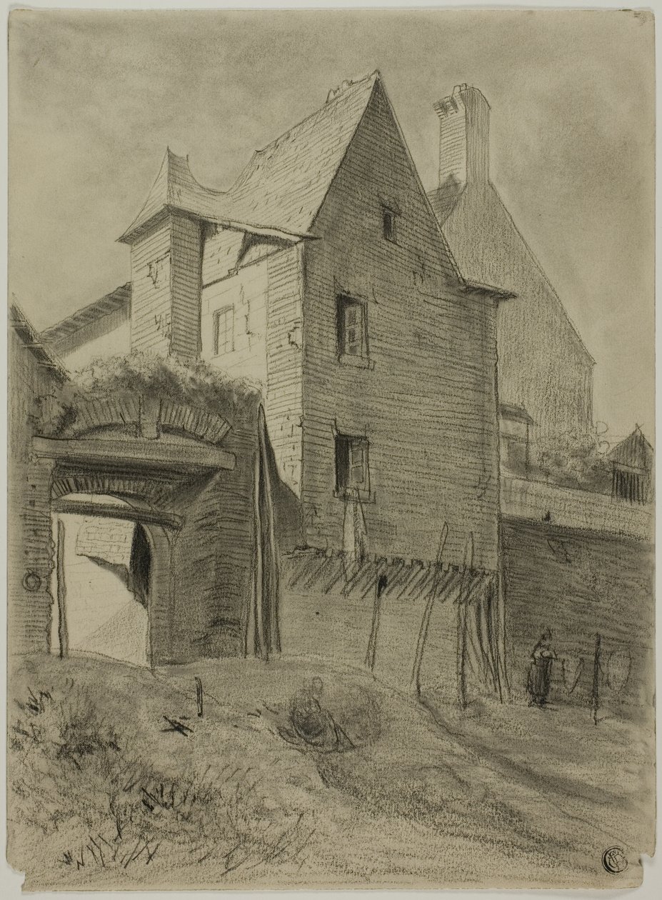 Resto de un Viejo Castillo Incorporado en una Granja de Unknown artist