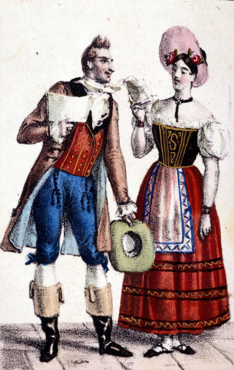 Representación de Dulcamare y Alina (interpretados respectivamente por Frezzolini y Heinefetter) en la ópera “Elixir d