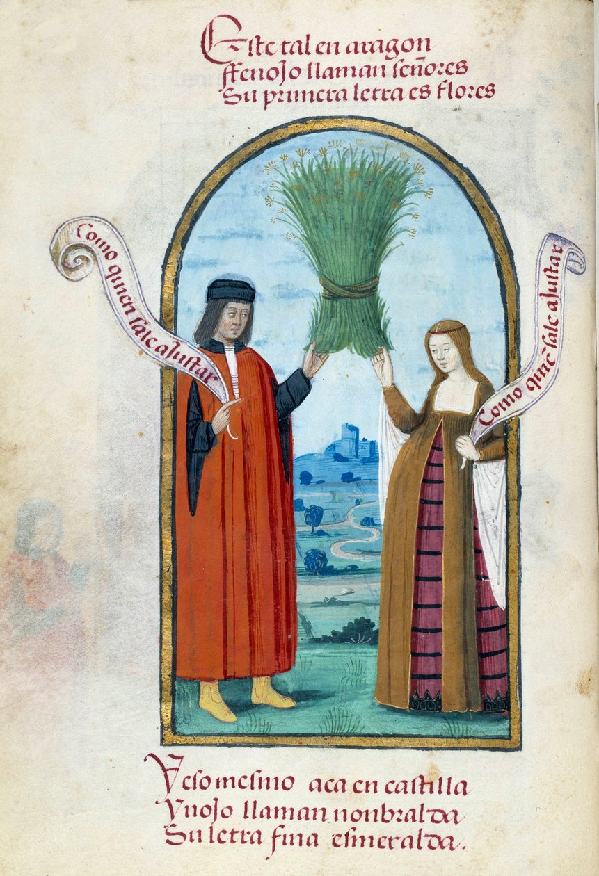 Representación de los Reyes Católicos Fernando II e Isabel I de Castilla sosteniendo un manojo de hinojo silvestre de Unknown artist