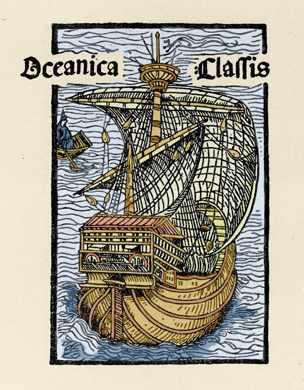 Representación de la carabela Santa María por Cristóbal Colón (1451-1506). Grabado de “De insulis in mare Indico super inventis”, Bale 1493-1494 (traducción latina del informe de Colón al Rey de España) de Unknown artist