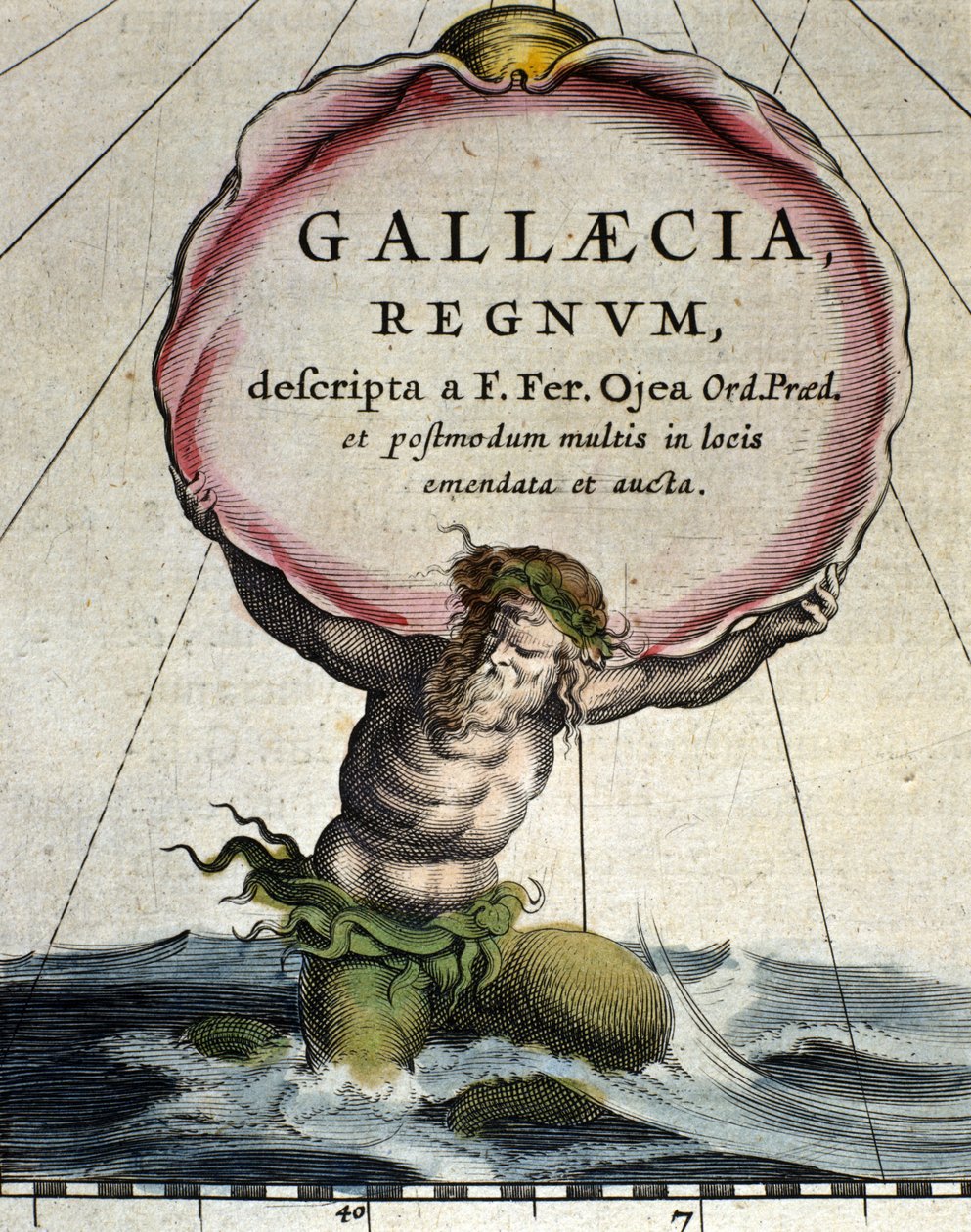 Representación de tritón, criatura legendaria mitad hombre mitad pez. (detalle) de Unknown artist