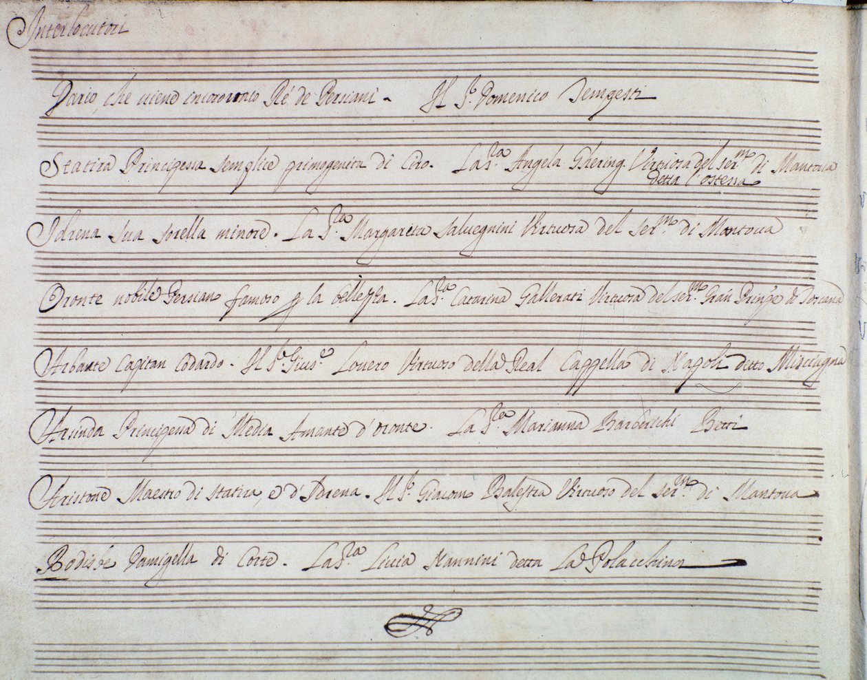 Resumen de la ópera La coronación de Darío por Giuseppe Aldrovandini (1703) de Unknown artist