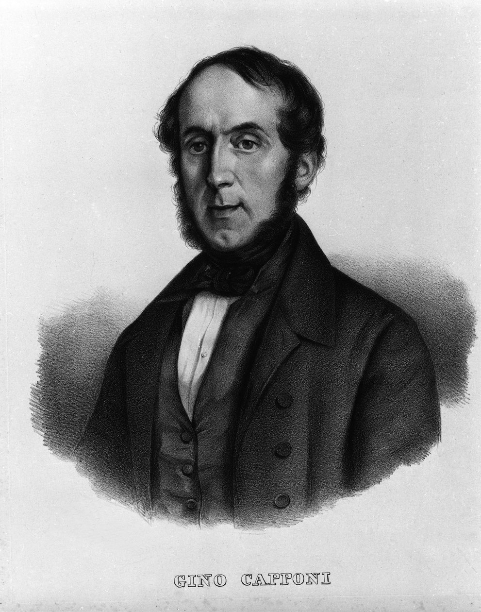 Risorgimento: retrato del escritor y político italiano Gino Capponi (1792-1876). Grabado del siglo XIX de Unknown artist