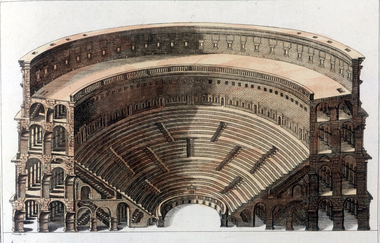Teatro romano. Grabado de principios del siglo XIX de Unknown artist
