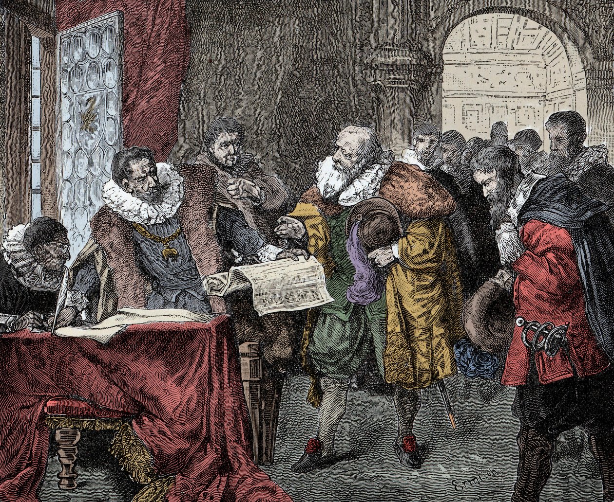 Rodolfo II concede la Carta de Majestad - El emperador Rodolfo II de Austria (1552-1612) concede la carta de majestad en 1609 (libertad religiosa al Reino de Bohemia) de Unknown artist