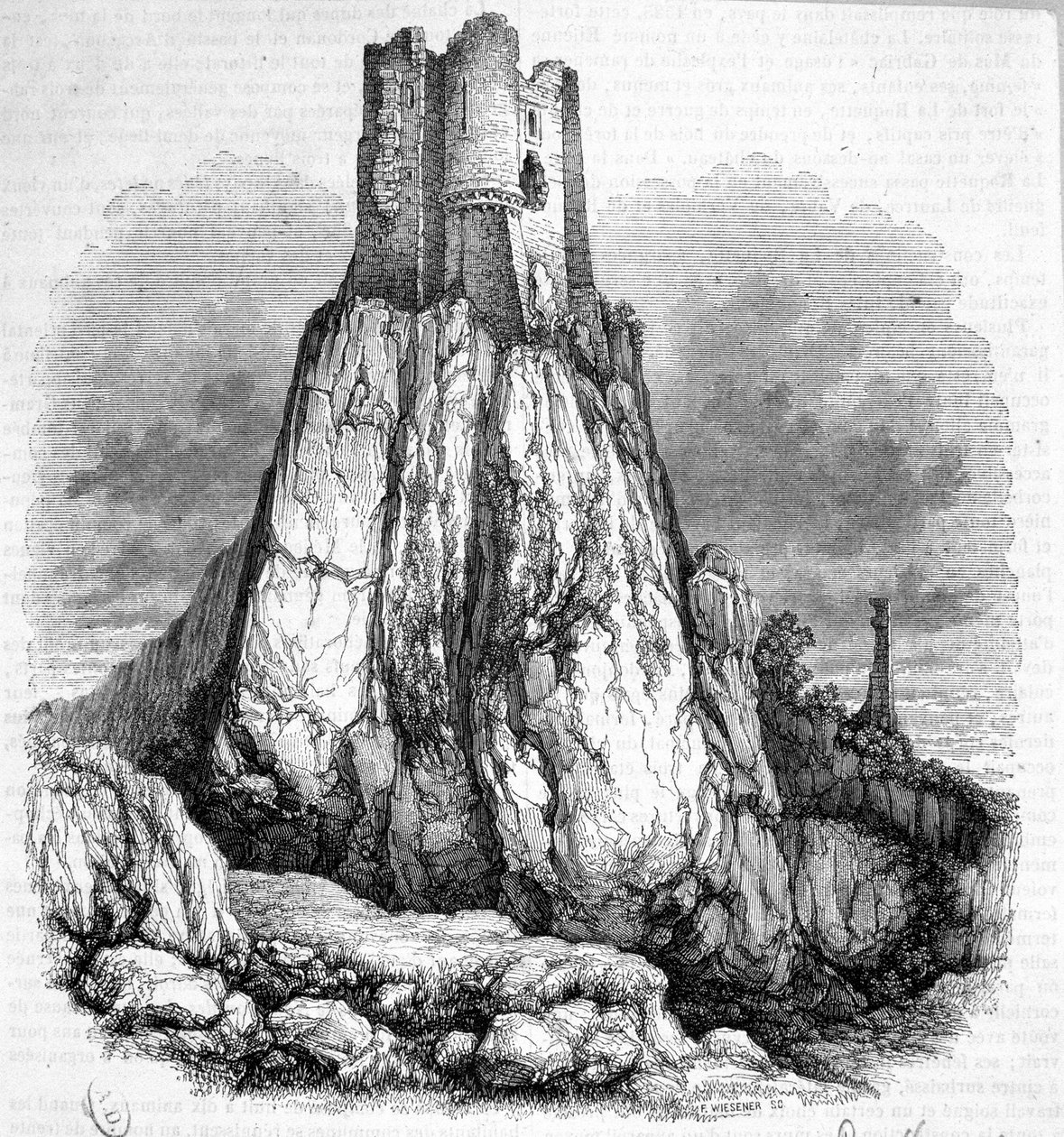 Ruinas del castillo de La Roquette - Grabado de Unknown artist
