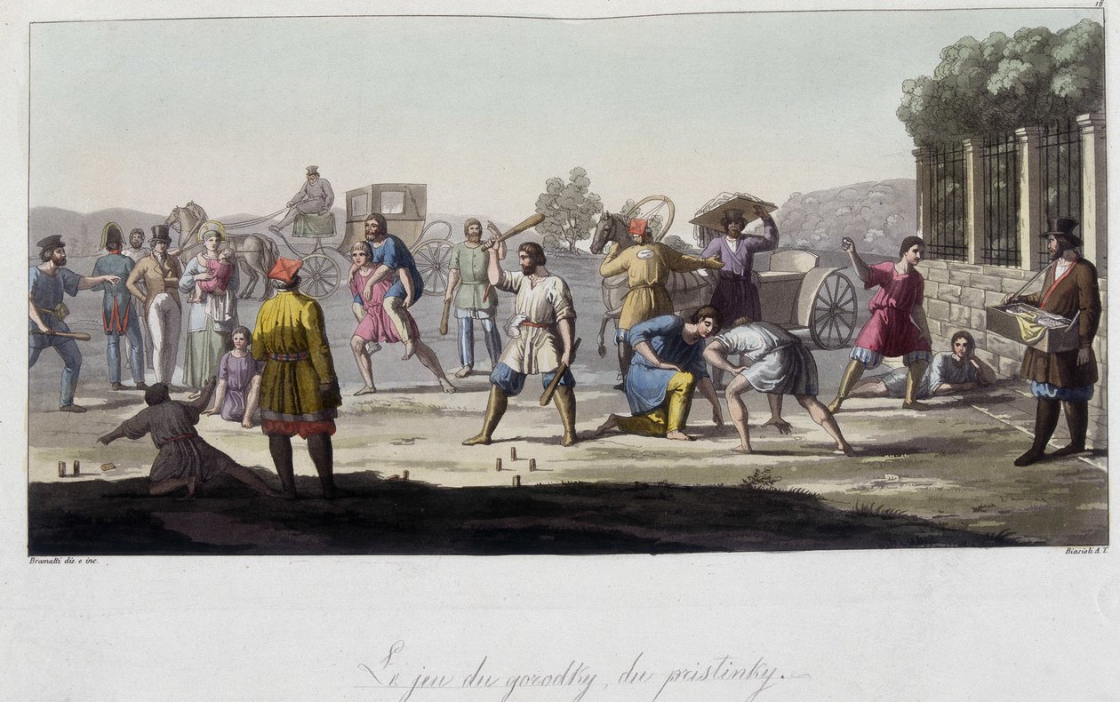 Juegos rusos de Gorodky y pristinsky y otras distracciones, Rusia. En “El traje antiguo y moderno” 1819-1820 por Ferrario. de Unknown artist