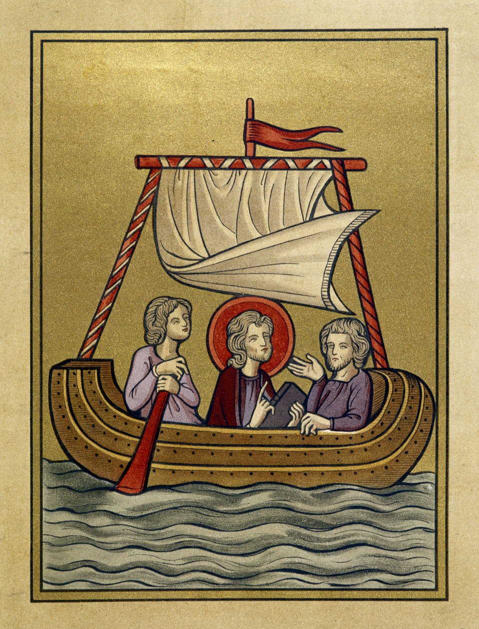 San Pablo, San Silvano (o Silas) y San Timoteo en un barco - de miniatura de Unknown artist