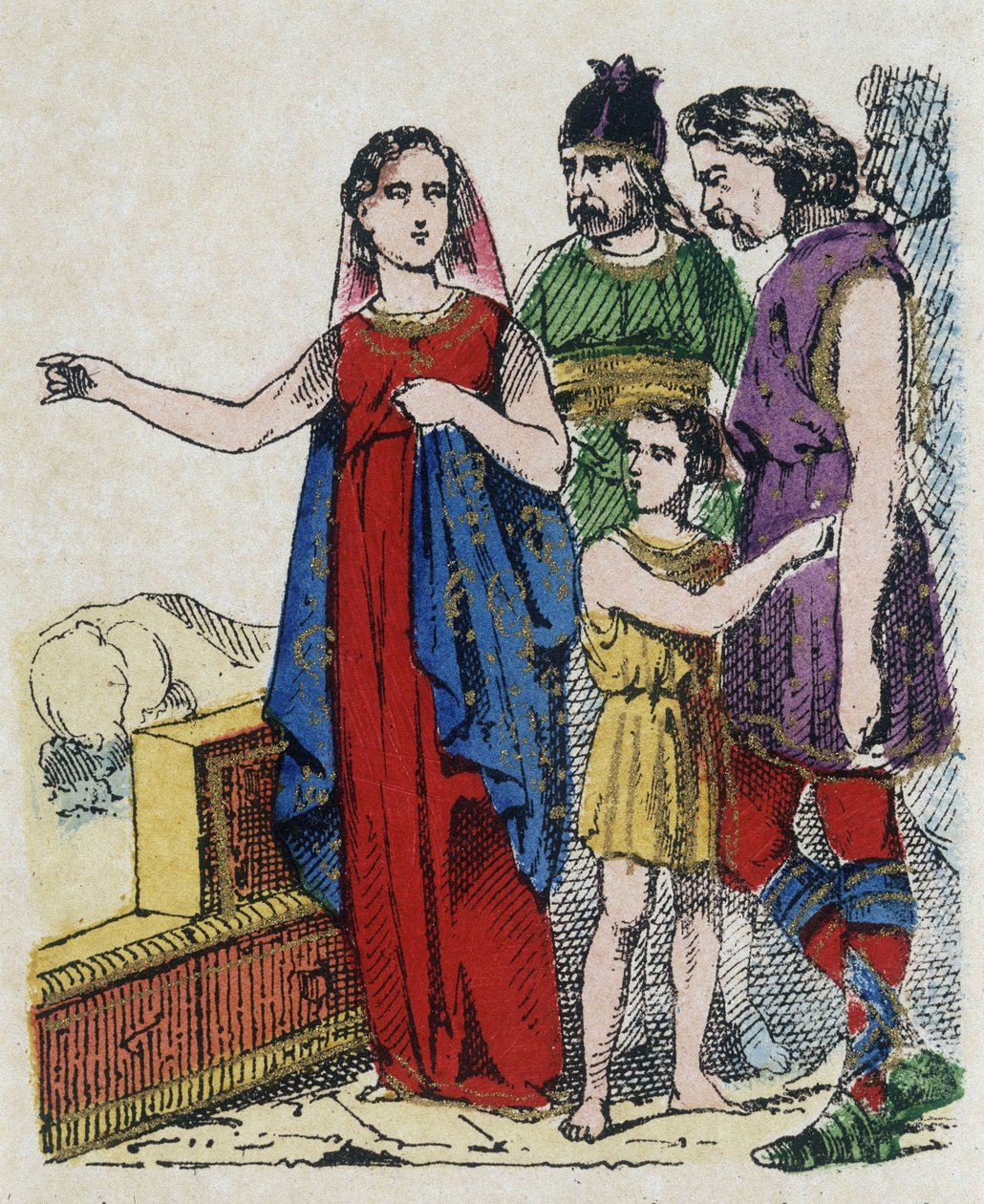 Santa Genoveva (422-502), patrona de París, disuadió a los parisinos de abandonar su ciudad, que fue amenazada en 451 por Atila, rey de los hunos. de Unknown artist