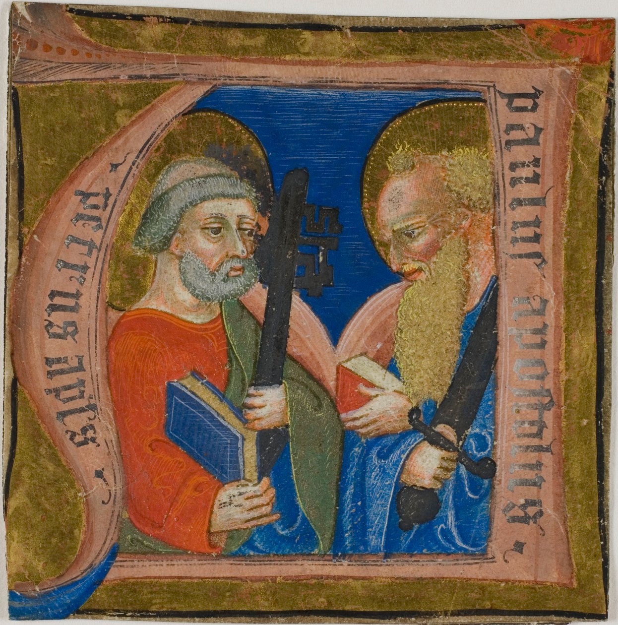 Los santos Pedro y Pablo en una "N" inicial historiada de un libro de coro de Unknown artist