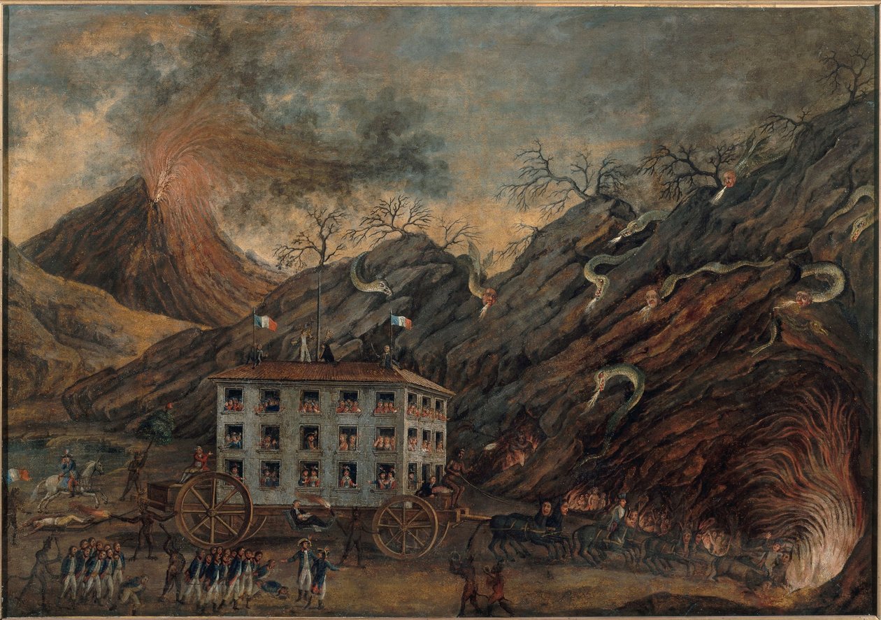 Alegoría satírica de un descenso a los infiernos, entre 1701 y 1800 (óleo sobre lienzo) de Unknown artist