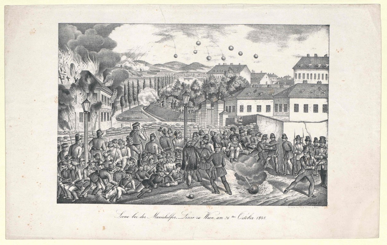 Escena en la línea Mariahilf a Viena de Unknown artist