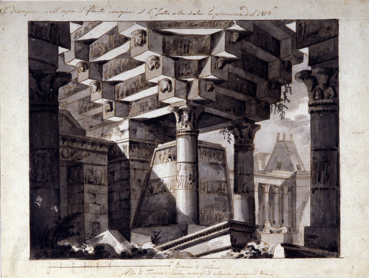 Escenografía para "La flauta mágica" de W. A. Mozart. La Scala 1896 de Unknown artist