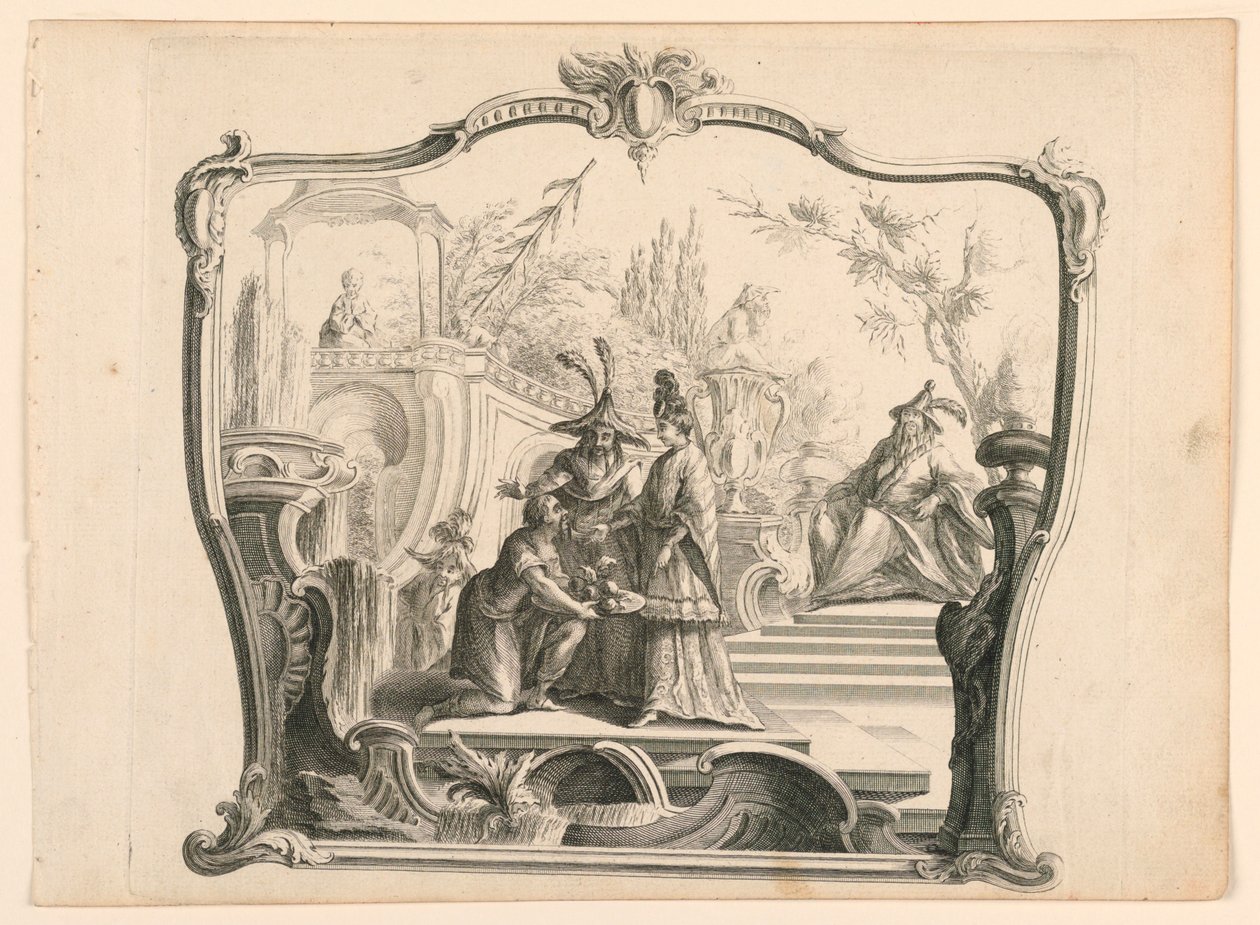 Pantalla o sobrepuerta, tema chinoise de Unknown artist