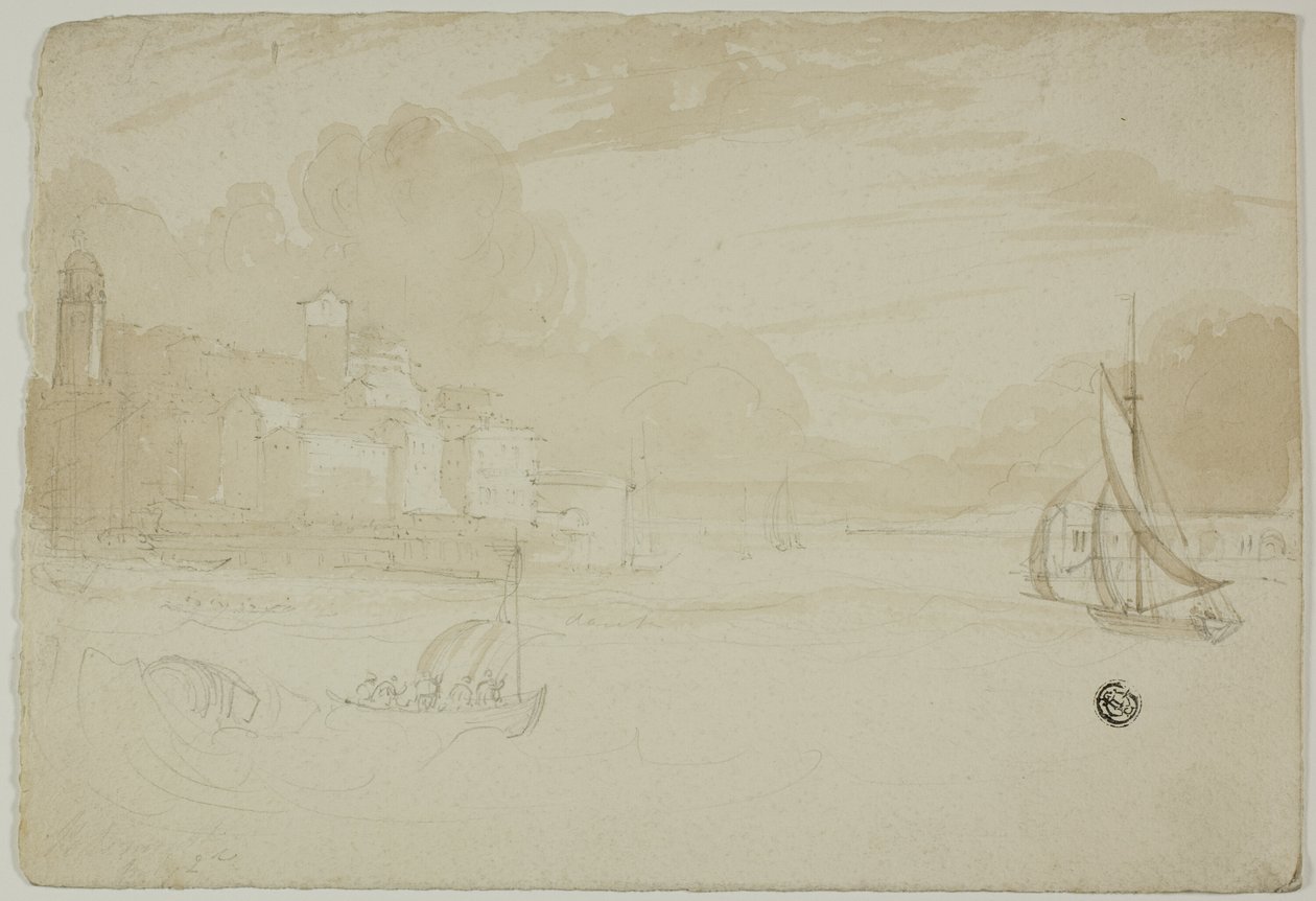 Puerto con barcos de pesca de Unknown artist