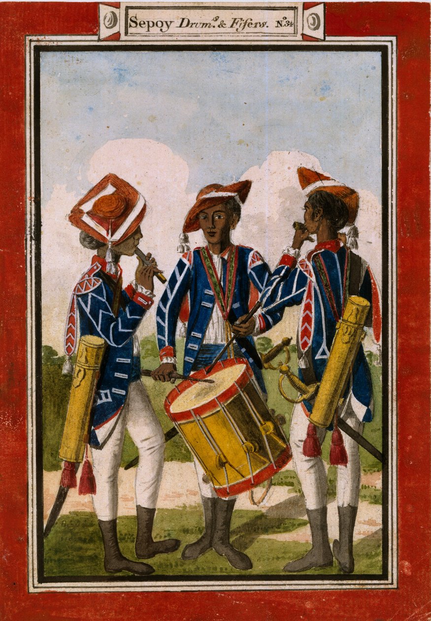 Tambores y pífanos de sepoy de Unknown artist