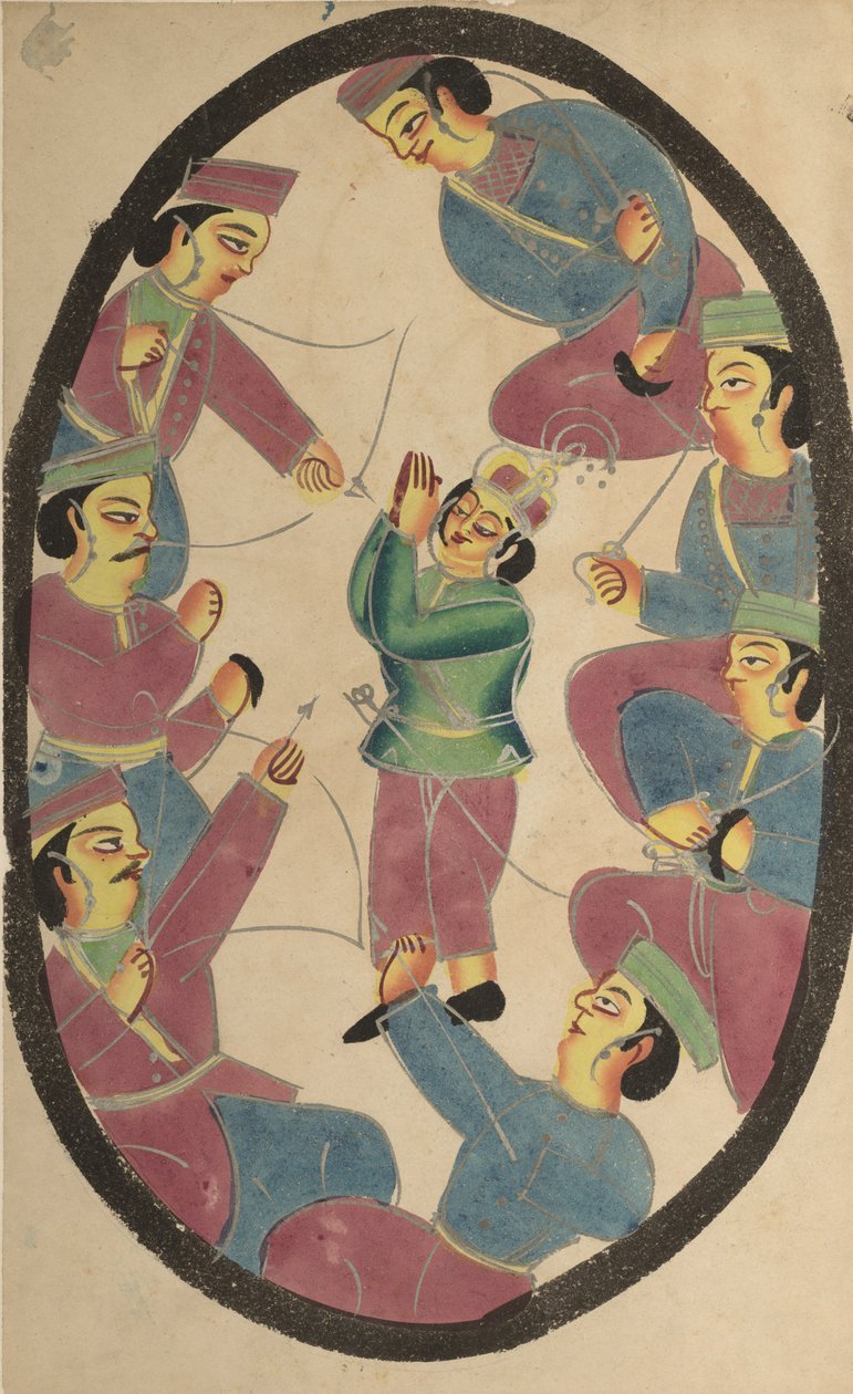 Siete héroes o guerreros matando a Abhimanya, hijo de Arjuna de Unknown artist