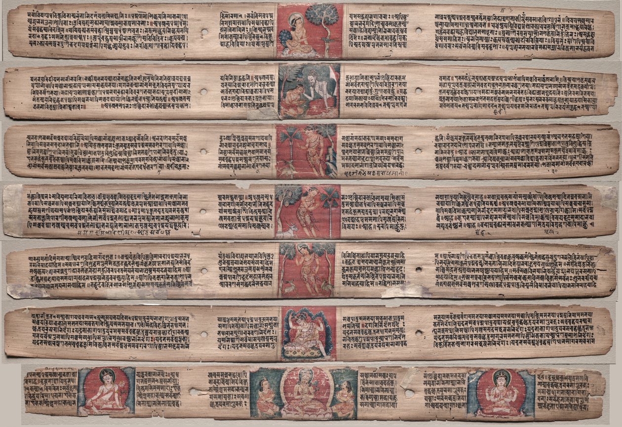 Siete hojas de un manuscrito del Gandavyuha-sutra (Escritura de la Suprema Arreglo) de Unknown artist