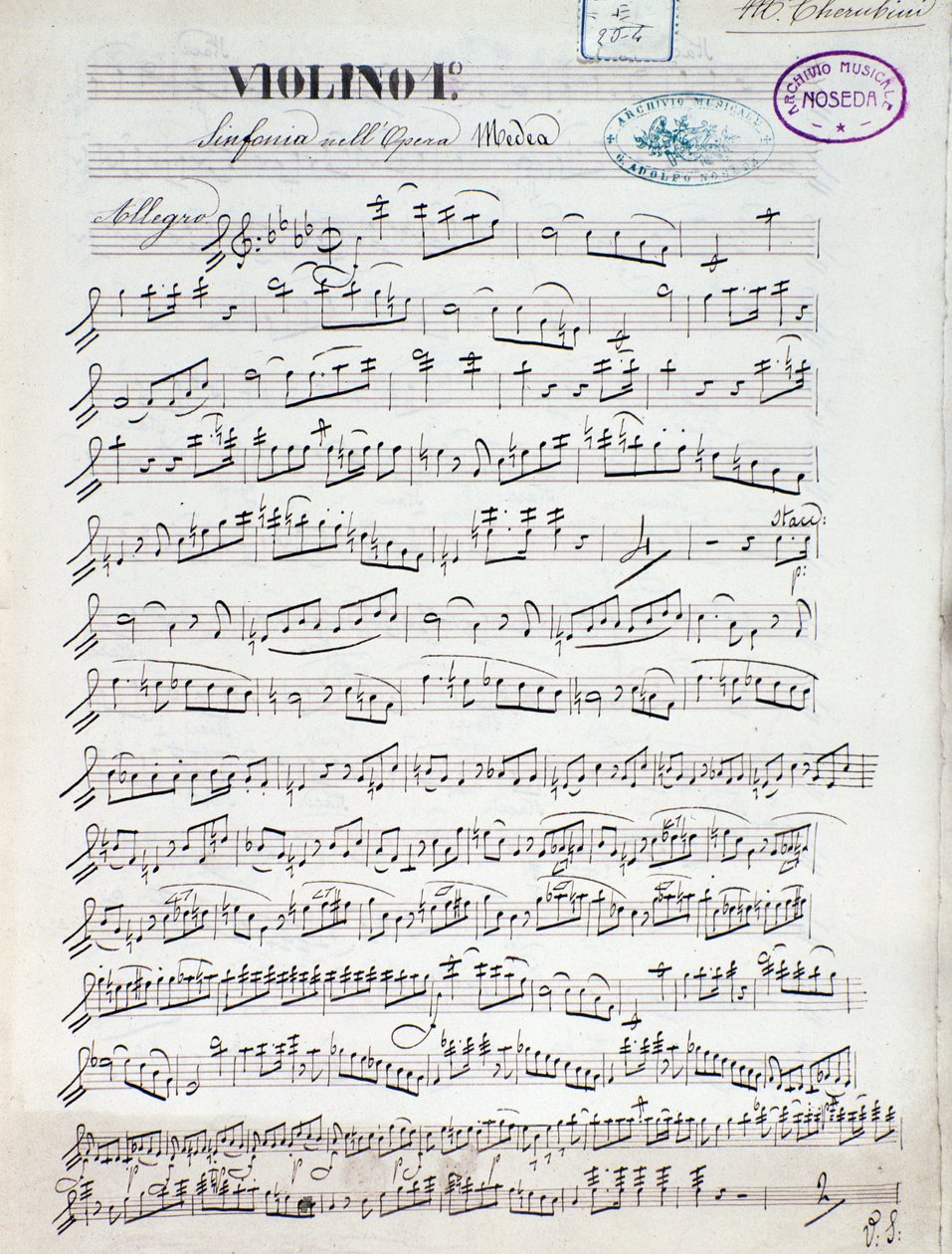 Partitura para el primer violín de Medea, ópera de Luigi Cherubini de Unknown artist
